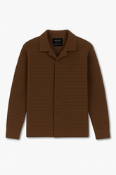 Waffle Knit Resort Collar Full Shirt - British Tan